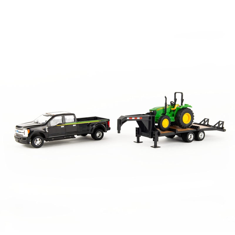 TOMY ERTL Ford F350 Pickup and Tractor Toy Set - 1:32 Scale - Includes John Deere Tractor Toy, Ford F350 Pickup Truck Toy and Gooseneck Trailer - 17.25 x 3.2 x 4.5 inches - Ages 3 Years and Up - Image 4